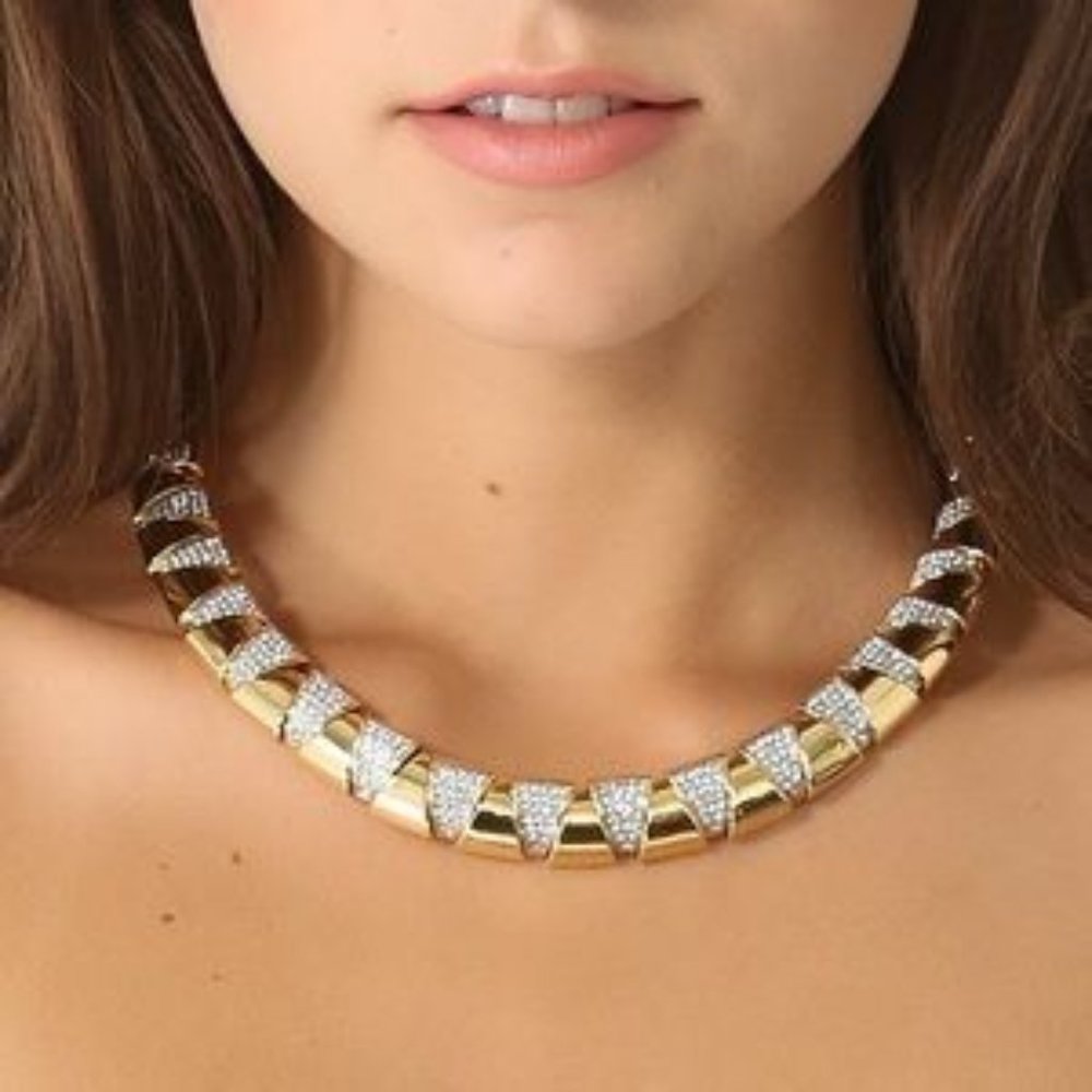 Juicy Couture Gold Pave Crystal Collar Necklace